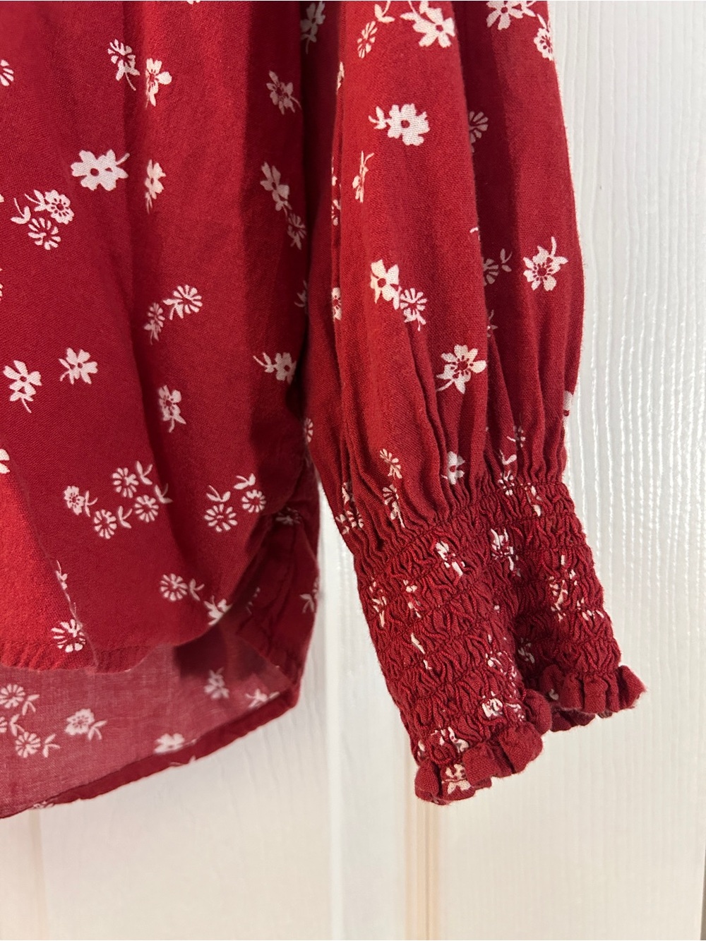 Old Navy Red Floral Peasant Top - Picture 2 of 4